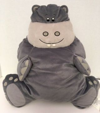 Gray Hippo Pillow Pajama Keeper 22 " Plush Pjs Stuffed Storage T3