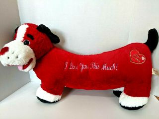 Red Plush Stuffed Puppy Dog I Love You This Much Dandee Daschound Animal 24 "
