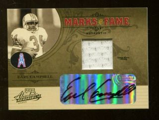 Earl Campbell 2005 Absolute Marks Of Fame Auto 57/100 Jersey Oilers 61000