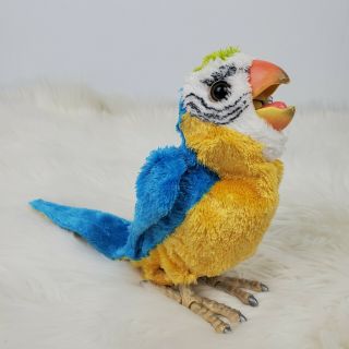 Furreal Friends 2008 Newborn Baby Bird Macaw Parrot Blue Yellow Green Plush 7 "