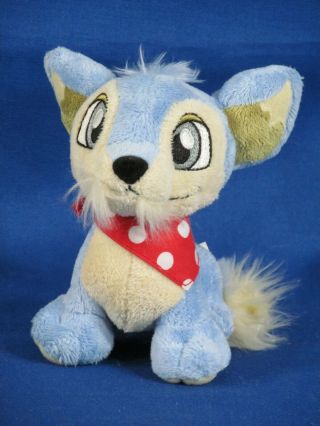 2004 Neopets Baby Lupe Plush 5 " Blue Wolf Puppy Red Scarf Not Keychain
