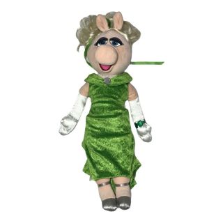 Disney Store Miss Piggy 20 " Plush Doll Muppets Most Wanted Green Dress Gown