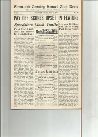 greyhound racing programTown and Country Kennel Club Bayshore City july10,  1934 2