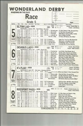 45th Wonderland Derby Greyhound racing Aug.  25,  1979,  K ' s flak 2