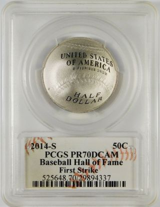 2014 - S 50c Proof Baseball Hall Of Fame Commemorative Clad Half Pcgs Pr70 Dcam