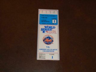 1986 York Mets World Series Ticket Stub Game 1 Vs Boston Red Sox