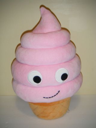Kidrobot Yummy World Pink Soft Serve Ice Cream 15 " Stuffed Plush Pillow Toy