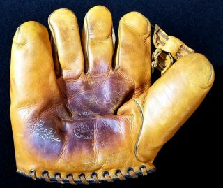 1937 - 45 J.  C Higgins Bob Feller 1620 Baseball Glove Exmt Two Tone Sunburst