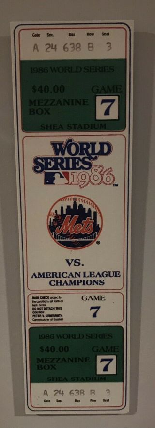 1986 York Mets World Series Ticket Wall Art