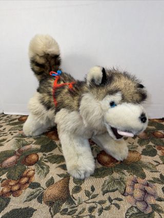 Vguc - Htf - Rare - 14” Kipmik Alaskan Siberian Husky Sled Dog W/ Harness Plush
