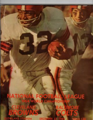 1964 Nfl Championship Game Program Browns Vs Colts Jim Brown On Cover