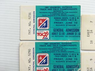 Carl Lewis Gold Medal 1981 USA Outdoor Track and Field Championships Ticket Stub 2