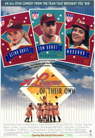 A League Of Their Own Movie Poster 27x40 Tom Hanks Madonna