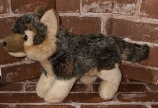 Sos Save Our Space Timber Wolf Coyote Dog Realistic Plush 13 " Smoke Home