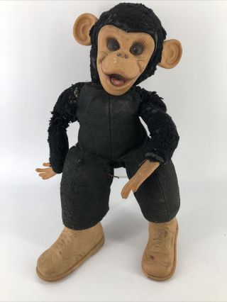 Vintage Rubber Face Hands Plush Rushton Happy Monkey Chimp Zippy Mr Bim Toy Bear