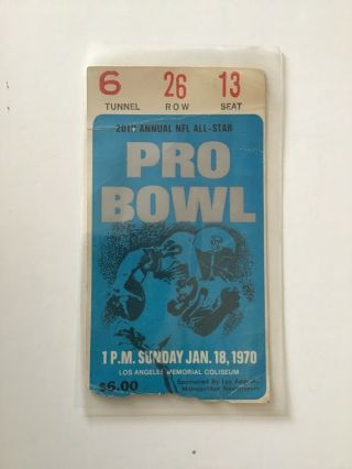 1970 Nfl Pro Bowl 20th Annual All Star Game Ticket Stub