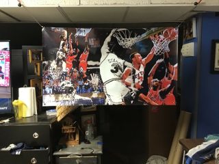 Huge 46x27.  John Starks Vinyl Banner Poster York Knicks Basketball N.  Y.  Art