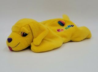 8” 1998 Lisa Frank Beanie Caymus The Dog Plush Toy Vintage Yellow Heart