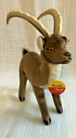 Steiff " Rocky " The Mountain Goat All Tags 8 " Tall 7 " Long 1630/22 Germany