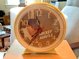 Vintage York Yankees Baseball Mickey Mantle Windup Clock.  The Clock