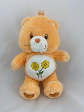 2002 Care Bear 13 " Orange Friend Bear Plush Flowers With Hearts On Feet