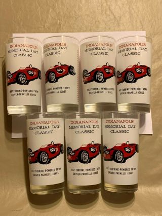 1967 Indianapolis 500 Aj Foyt,  Jr Glasses Set Of 7 With Winners List 1911 - 1967