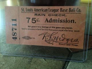 Rare Circa 1902 - 1908 St.  Louis Browns Game Ticket Stub Vintage Baseball