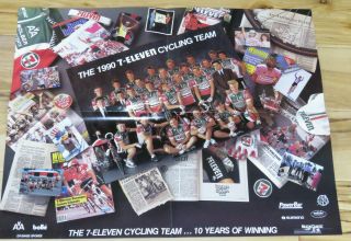 7 - 11 Cycling Team 1990 Poster W/ Bonus Photos & Branders Jeans Tour Of Texas