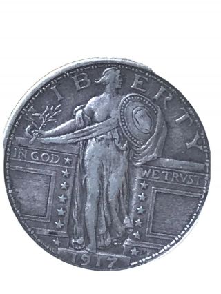 1917 Standing Liberty Quarter Type 1,  No Stars Under Eagle