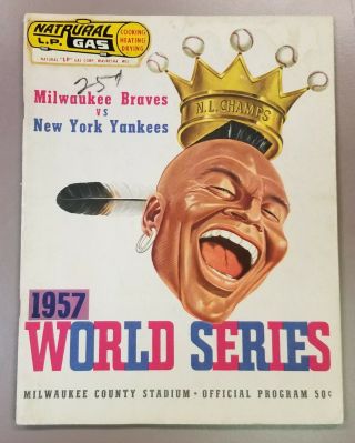 1957 World Series Program Milwaukee Braves Vs York Yankees Hank Aaron