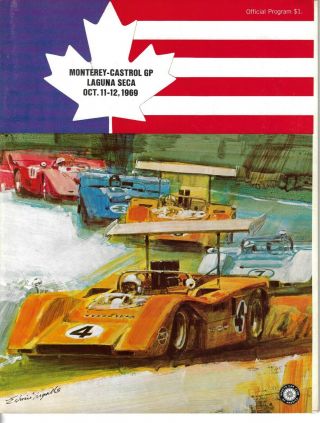 1969 Laguna Seca Monterey Grand Prix Scca Can - Am Race Program Bruce Mclaren