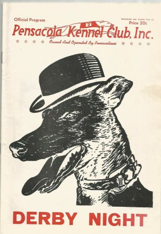 Racing Greyhound Program,  Pensacola Kennel Club Inc Derby Night Sept.  18,  1950