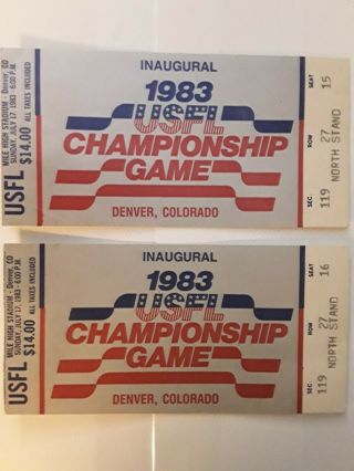 1983 (2) Usfl Championship Game Ticket Stub Denver,  Co Inaugural Panthers Stars