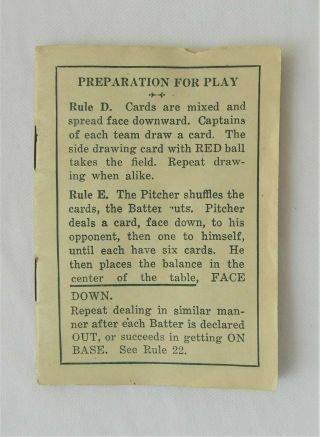 VINTAGE 1927 PSYCHIC BASEBALL GAME Includes Instruction Book & 27 Cards 3