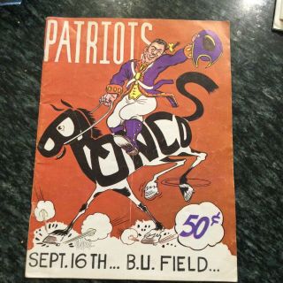Boston Patriots V Denver Broncos Sept.  1961 At Bu Field Program