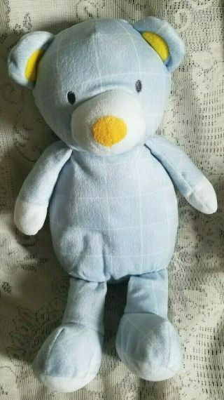 Manhattan Toy Company Blue White Check Plush Teddy Bear 13 " Stuffed Animal 2016