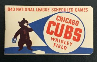 1940 Chicago Cubs National League Baseball Pocket Schedule - Wbbm Radio