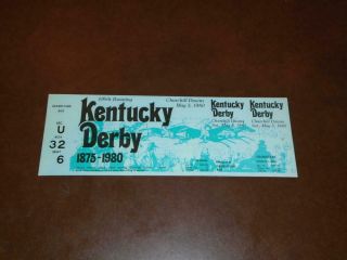 1980 Kentucky Derby Full Ticket Risk Winner