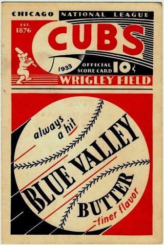 1933 Chicago Cubs Program Scorecard Vs.  Philadelphia Phillies At Wrigley Field