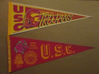 Ncaa Usc Trojans Vintage 1991 & Rose Bowl Classic Team Logo College Pennants