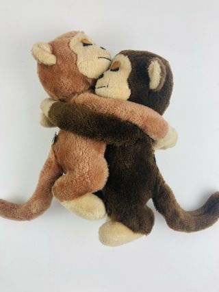 Vintage R.  Dakin Plush Hugging Monkeys Boy Girl 1976 Stuffed Animal