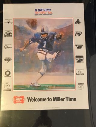Vtg Inaugural 1983 Usfl Poster United States Football League By Miller