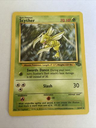 Scyther 26/64 - Rare Non Holo Pokemon Card Jungle Set Wotc 1999 (5)