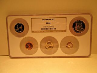 1963 Proof Set Ngc Pf66 Five Coin Slab Set Franklin Half Dollar Coins Money
