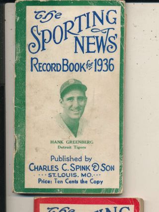 The Sporting News Record Book Green 1936 Hank Greenberg Tigers