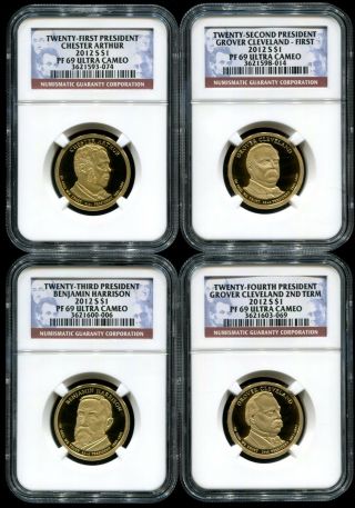 2012 S Presidential Dollar 4 Coin Proof Set Ngc Pf69 Ultra Cameo