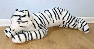 Ikea Onskad White Siberian Snow Tiger Blue Eyes 26 " Large Stuffed Plush Animal