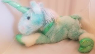 Animal Alley Toys R Us Green Unicorn Rainbow Mane Plush Stuffed Animal 16 "