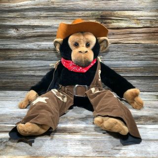 20 " Cowboy Chimp Western Monkey Sheriff Chaps Red Bandana Hat A&a Plush
