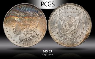 1884 - O $1 Morgan ( (deep Rainbow Toned Color))  Pcgs Ms - 63